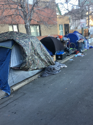Homeless downtown staying in Tents